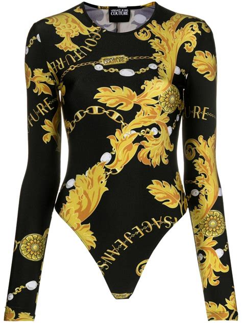 black versace bodysuit|Versace print bodysuit.